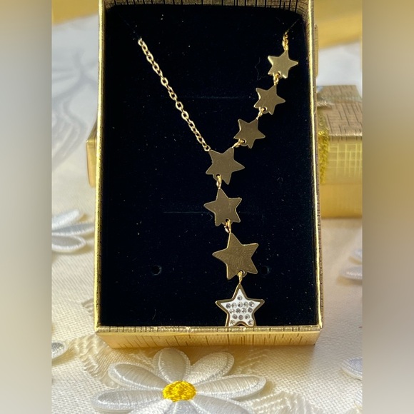 Necklace Women 18K Gold Plated Star Pendant Y2K Cubic Zirconia Gift Glam Dainty - Picture 5 of 12